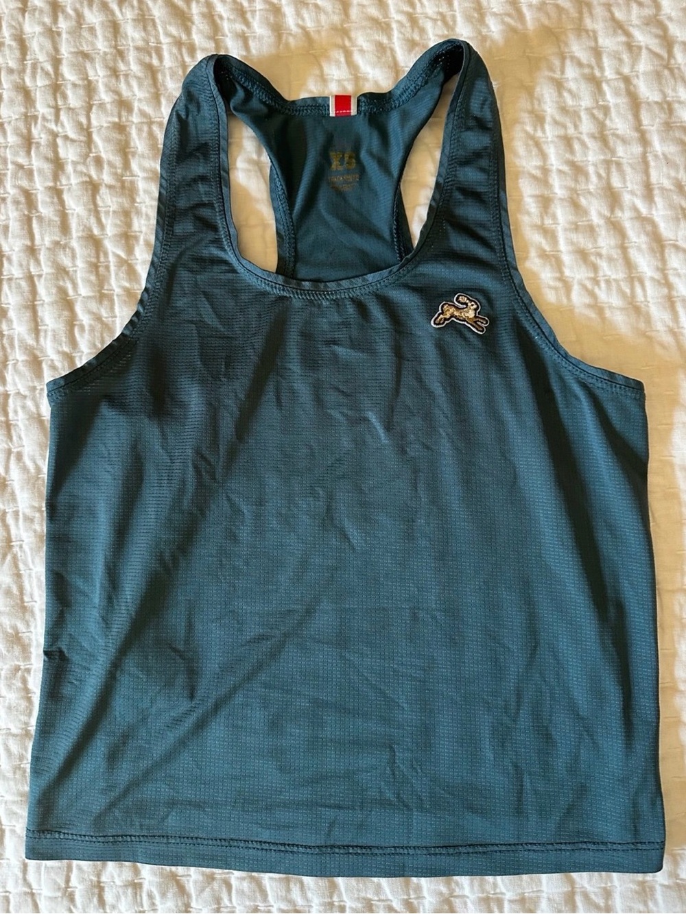 Tracksmith teal blue twilight crop Tank Top XS